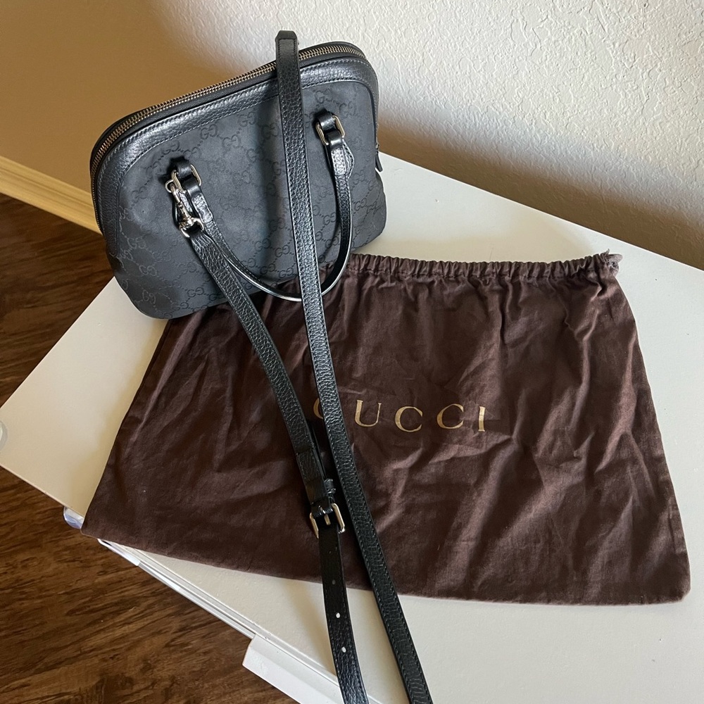 Original Gucci GG Two Way Nylon Black Shoulder bag